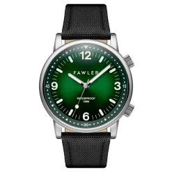 Fawler Acero | Montre De Plongée Verte En Acier Inoxydable Argenté
