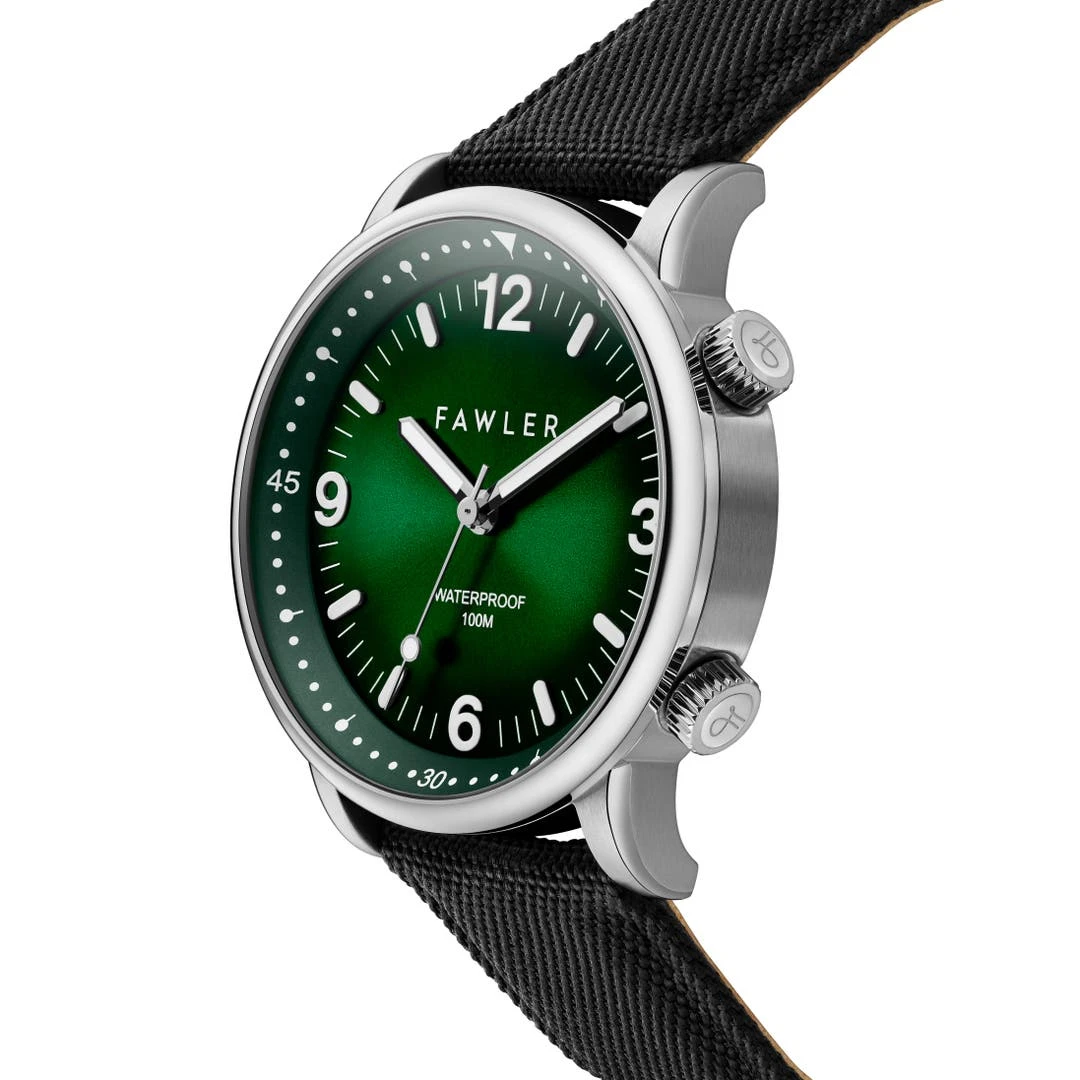Fawler Acero | Montre De Plongée Verte En Acier Inoxydable Argenté – Image 3