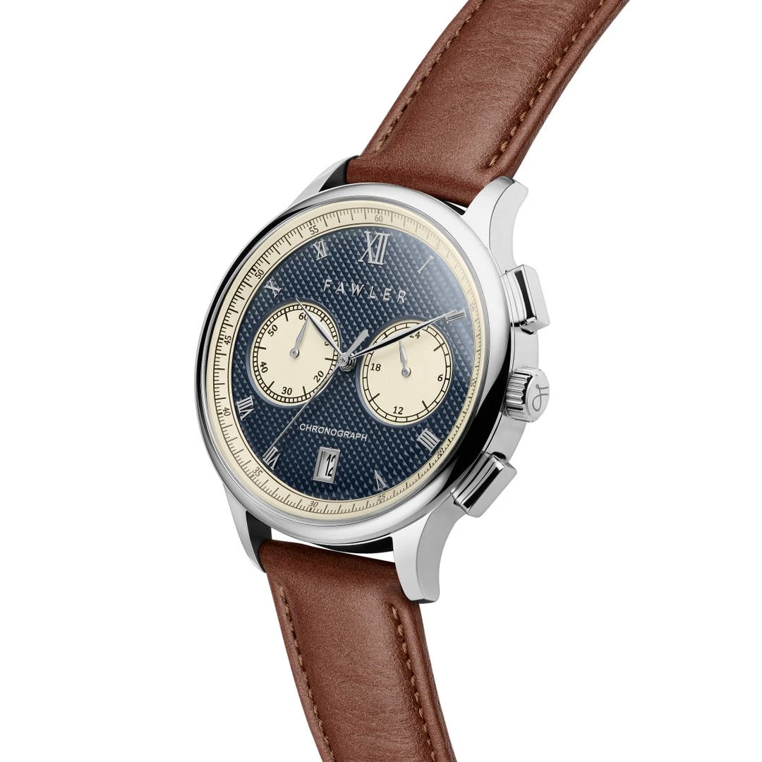 Fawler Cicero | Montre Chronographe Vintage Bleue – Image 5