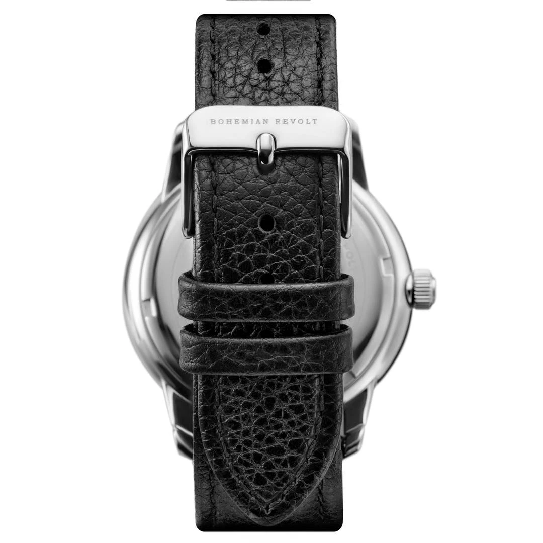 Bohemian Revolt Mirage | Montre En Acier Inoxydable Argenté Avec Cadran Blanc Et Bracelet En Cuir – Image 4