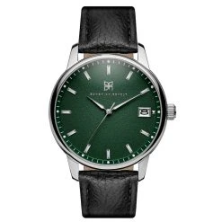 Bohemian Revolt Mirage | Montre En Acier Inoxydable Argenté Avec Cadran Vert Et Bracelet En Cuir