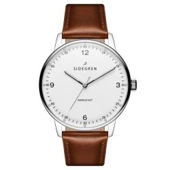 Sidegren Olivier | Montre En Acier Inoxydable Argenté Avec Bracelet Marron