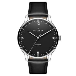 Sidegren Olivier | Montre En Acier Inoxydable Argenté Avec Bracelet Noir