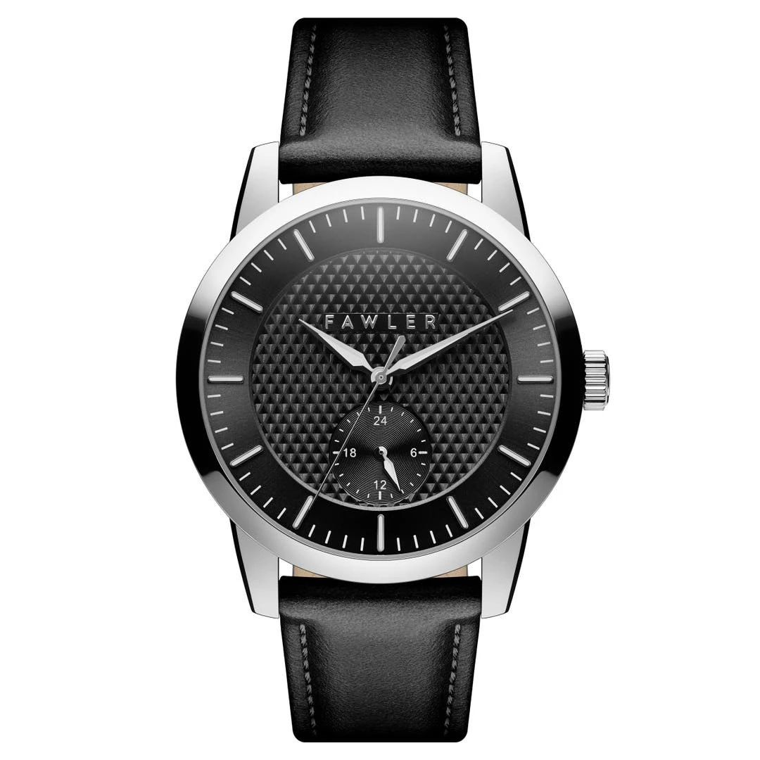 Fawler Dayton | Montre En Acier Inoxydable Argenté Avec Cadran Noir Texturé
