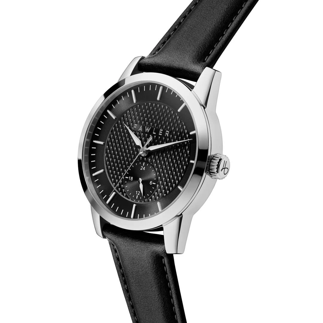 Fawler Dayton | Montre En Acier Inoxydable Argenté Avec Cadran Noir Texturé – Image 3